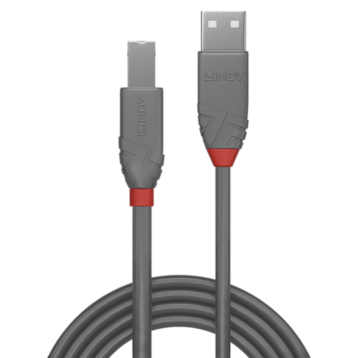 LINDY CAVO USB ANTHRA LINE 2.0 TIPO A MASCHIO A A B MASCHIO 5 MT DOPPIA SCHERMATURA GUSCIO IN PVC GRIGIO 10 ANNI DI GARANZIA
