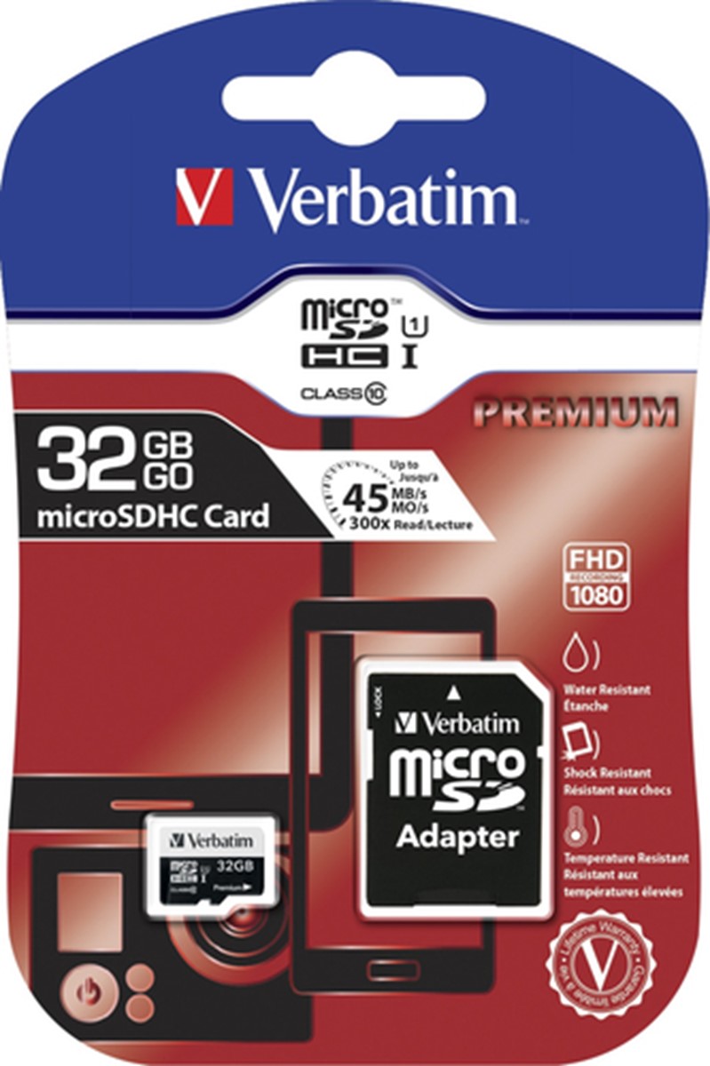 VERBATIM MICRO SDHC 32GB CLASSE 10 + ADATTATORE
