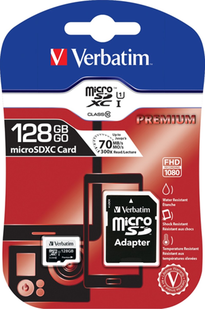 VERBATIM MICRO SDXC 128GB CLASSE 10 + ADATTATORE