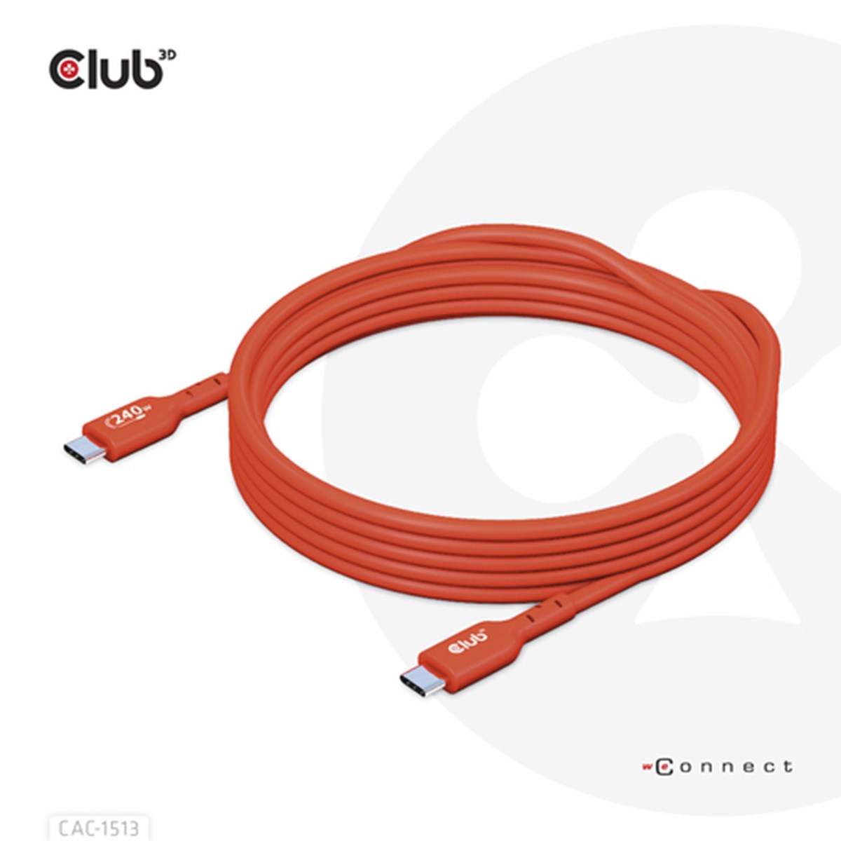 CLUB 3D USB2 TYPE-C Bi-DIRECTIONAL USB-IF CERTIFIED CABLE DATA 480Mb, PD 240W(48V/5A) EPR M/M 3m / 9
