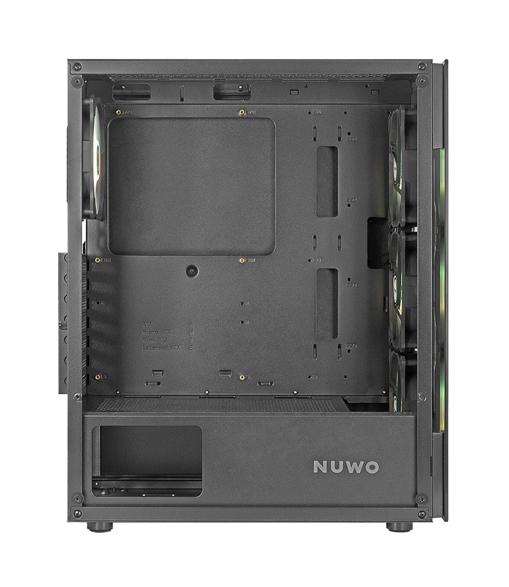 NUWO CASE ATX RODAN R602 0.5MM SPCC USB3.0/2.0 4 FAN 12CM ARGB FRONT MESH SIDE GLASS NERO