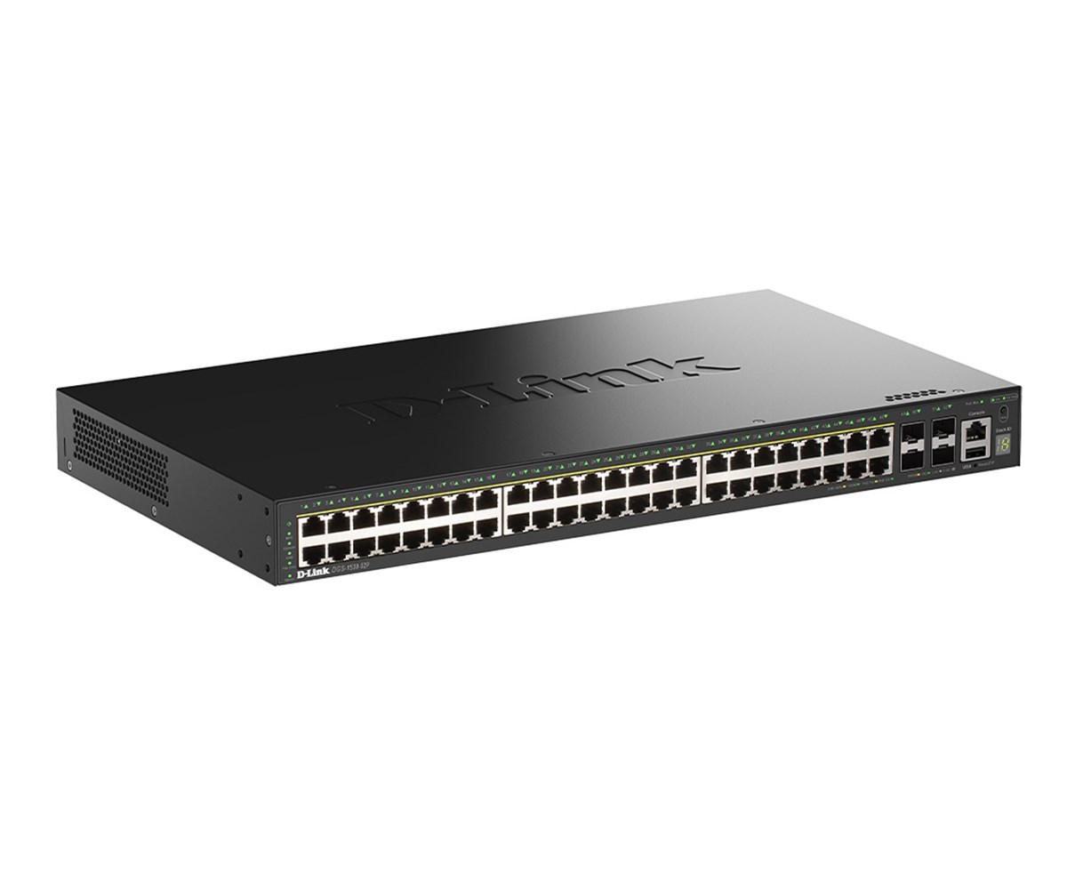 D-LINK SWITCH 52-PORT GIGABIT STACKABLE POE+ SMART MANAGED  SWITCH WITH 4 X 10G SFP+ PORTS