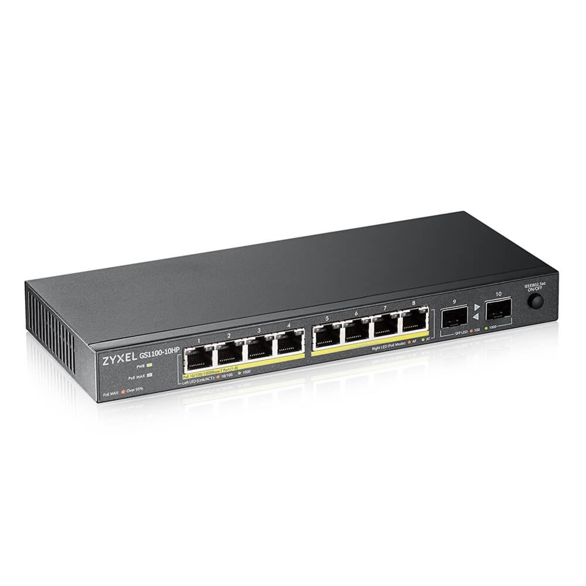 ZYXEL SWITCH UNMANAGED, 8XGB POE EROG.FINO 120W, 2X SFP GIGABIT,SENZA VENTOLE, DESKTOP