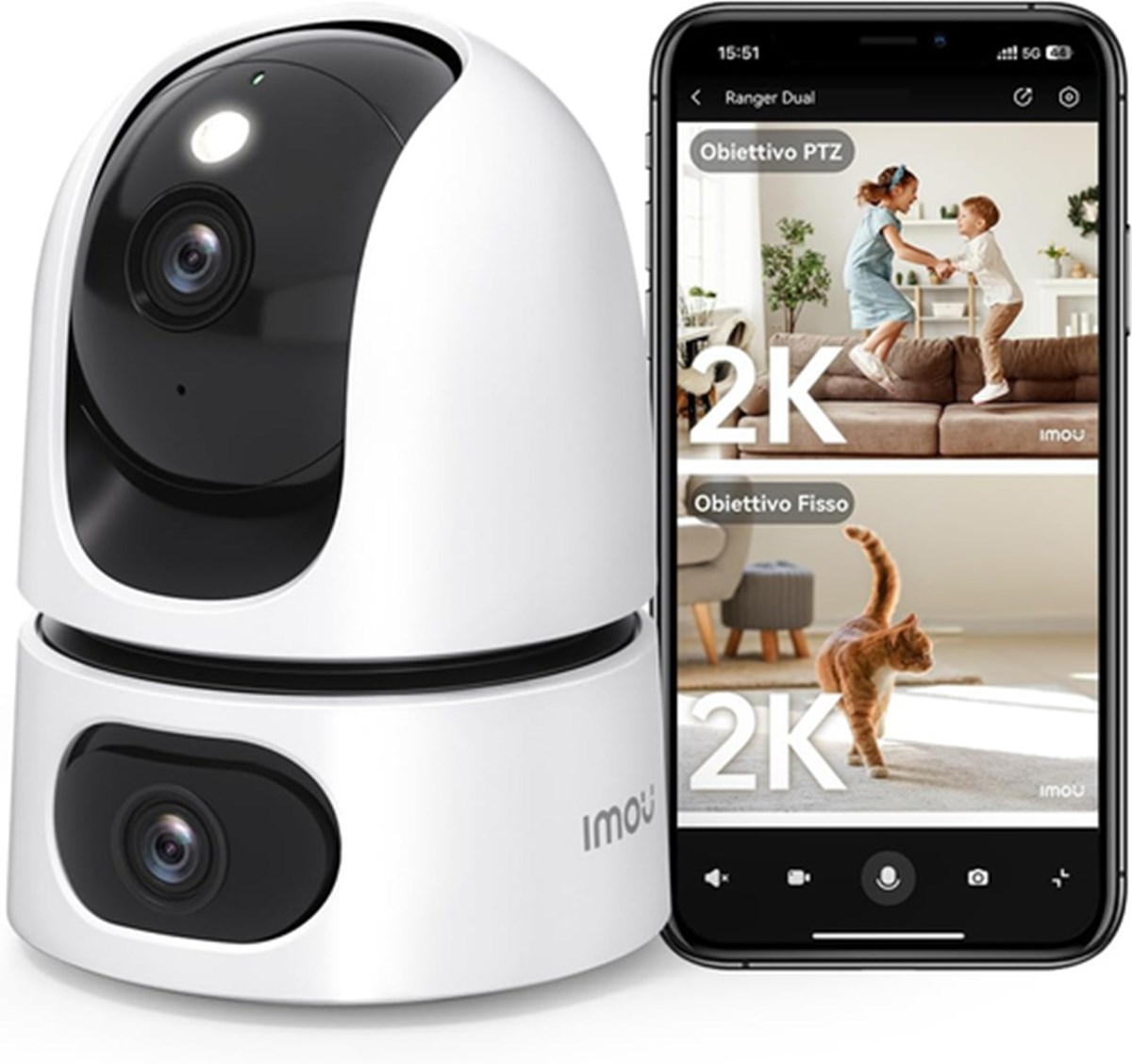 IMOU RANGER DUAL 6MP TELECAMERA INTERNA DOPPIA OTTICA MOTORIZZATA, AI IMOU SENSE, SIRENA E FARETTO