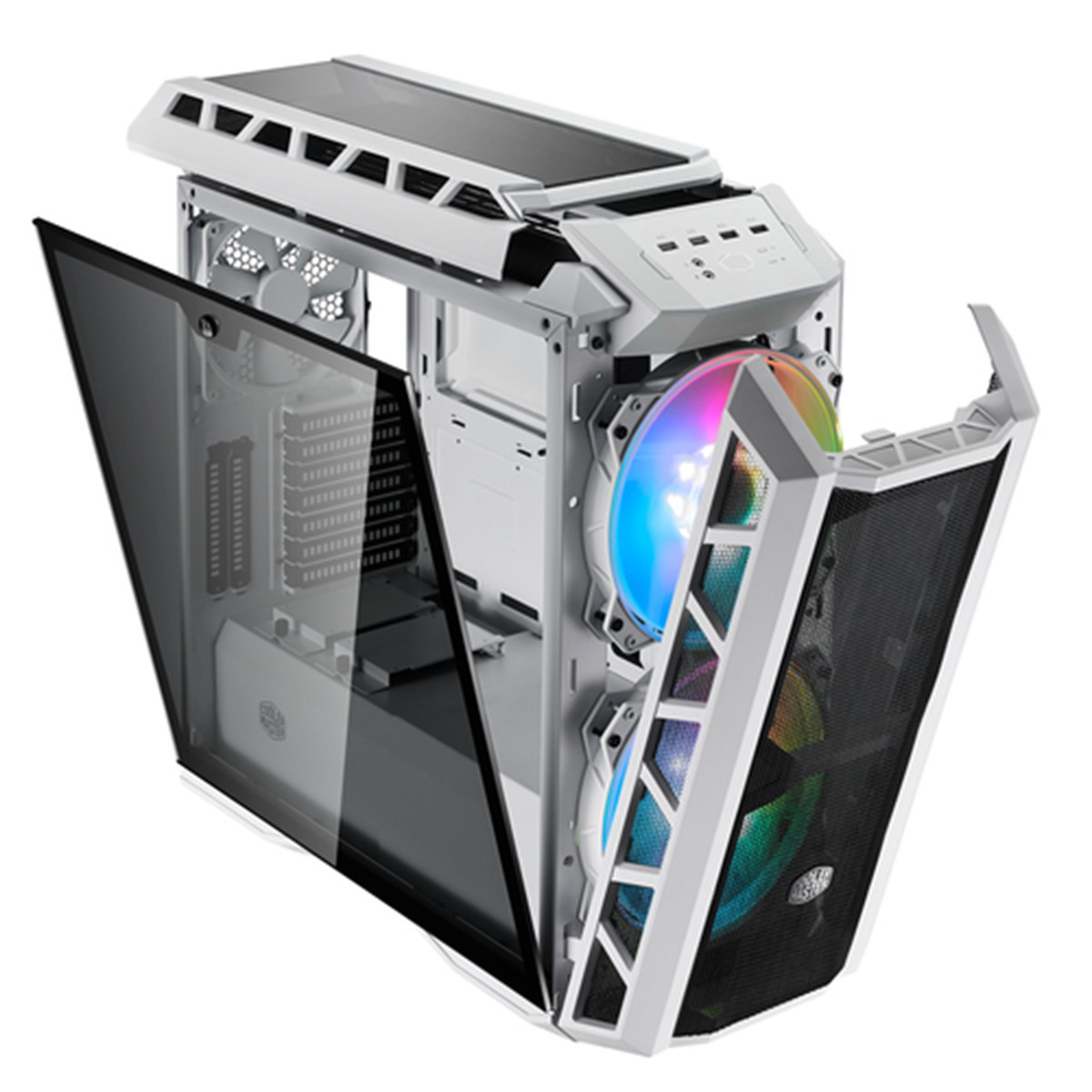 COOLER MASTER CASE H500P MESH WHITE ARGB MID TOWER, SIDE PANEL, MICROATX-MINI ITX, 2XUSB 3.2, 2XUSB 2.0, 1X3.5MM AUDIO JACK, 1X3.5MM MIC JACK, 1XARGB CONTROLLER, 1XARGB 2-TO-3 SPLITTER, 2X200MM ARGB FAN FRONT, 1X140MM ARGB FAN REAR, BIANCO