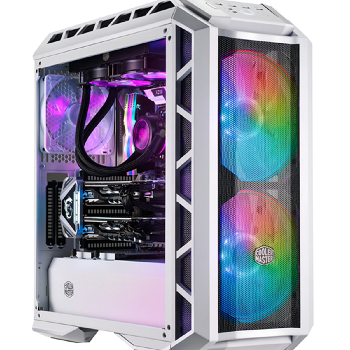 COOLER MASTER CASE H500P MESH WHITE ARGB MID TOWER, SIDE PANEL, MICROATX-MINI ITX, 2XUSB 3.2, 2XUSB 2.0, 1X3.5MM AUDIO JACK, 1X3.5MM MIC JACK, 1XARGB CONTROLLER, 1XARGB 2-TO-3 SPLITTER, 2X200MM ARGB FAN FRONT, 1X140MM ARGB FAN REAR, BIANCO