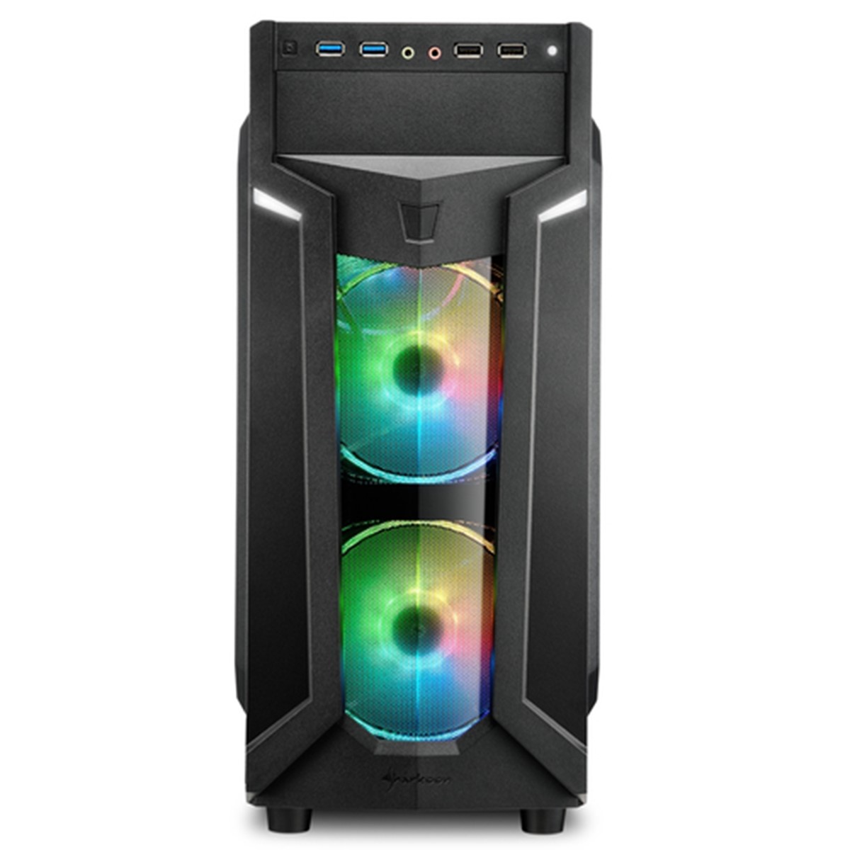 SHARKOON CASE VG6-W RGB, ATX, 2XUSB2, 2XUSB3, 6 SLOTS, 2X120 LED FRONT 1X120 REAR, WINDOW ACRILIC, RGB COLOR