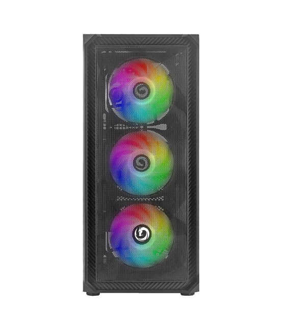 NUWO CASE ATX RODAN R602 0.5MM SPCC USB3.0/2.0 4 FAN 12CM ARGB FRONT MESH SIDE GLASS NERO